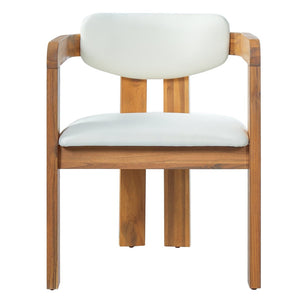 English Elm Set of 2 Solid Acacia Wood Outdoor Dining Armchairs with Cushioned Ergonomic Wraparound Backs Beige N704P417249A