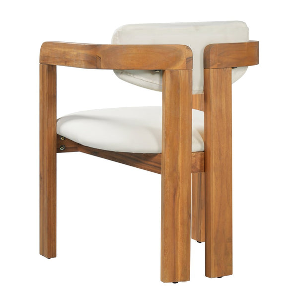 English Elm Set of 2 Solid Acacia Wood Outdoor Dining Armchairs with Cushioned Ergonomic Wraparound Backs Beige N704P417249A