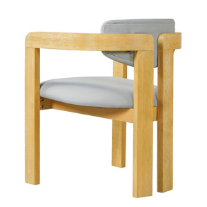 English Elm Set of 2 Solid Acacia Wood Outdoor Dining Armchairs with Cushioned Ergonomic Wraparound Backs Grey N704P417249L