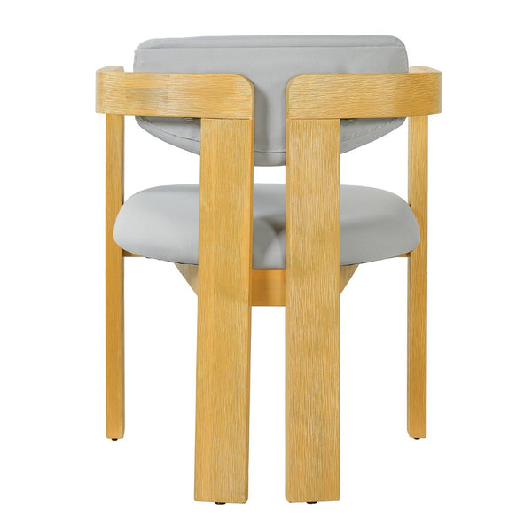 English Elm Set of 2 Solid Acacia Wood Outdoor Dining Armchairs with Cushioned Ergonomic Wraparound Backs Grey N704P417249L