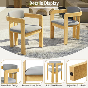English Elm Set of 2 Solid Acacia Wood Outdoor Dining Armchairs with Cushioned Ergonomic Wraparound Backs Grey N704P417249L