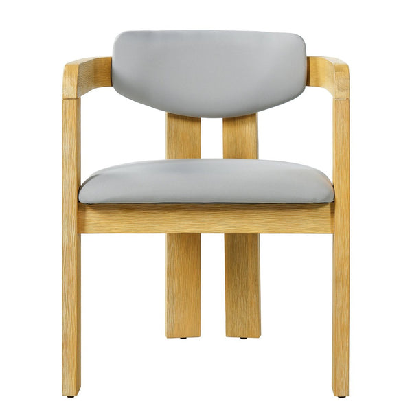 English Elm Set of 2 Solid Acacia Wood Outdoor Dining Armchairs with Cushioned Ergonomic Wraparound Backs Grey N704P417249L