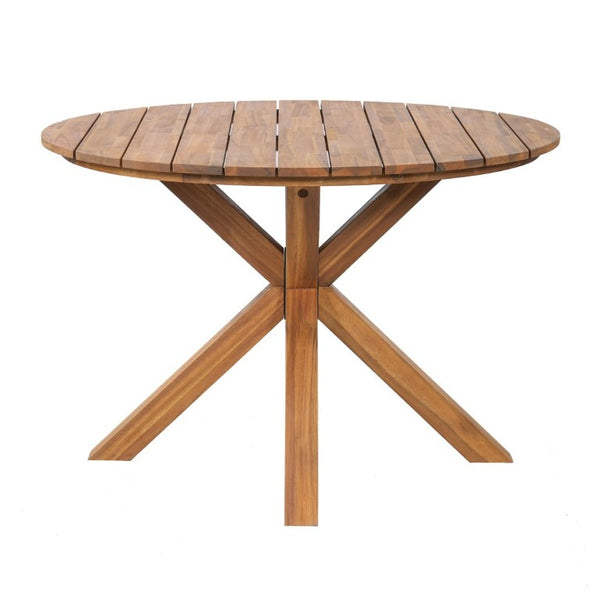 English Elm 44.5 Inch Round Outdoor Dining Table Slatted Acacia Patio Garden Deck Backyard Natural N704P417255A