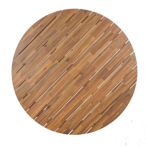 English Elm 44.5 Inch Round Outdoor Dining Table Slatted Acacia Patio Garden Deck Backyard Natural N704P417255A