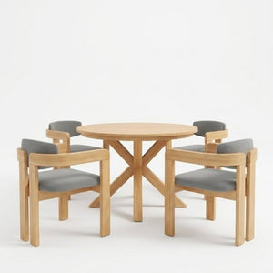 English Elm 44.5 Inch Round Outdoor Dining Table Slatted Acacia Patio Garden Deck Backyard Acacia Wood N704P417255L