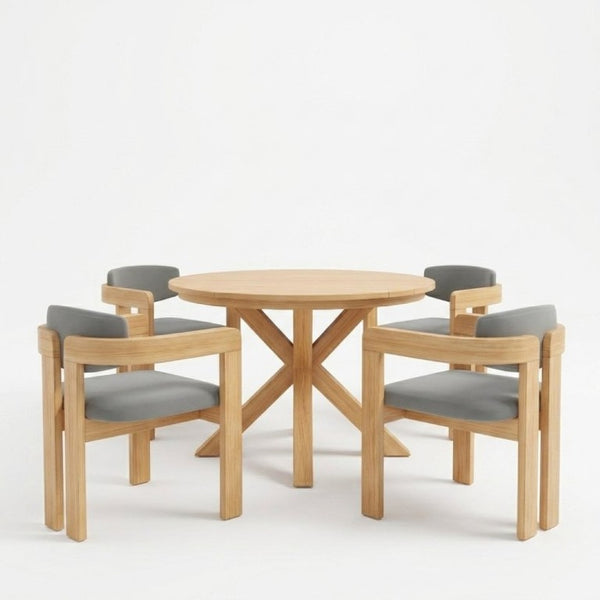 English Elm 44.5 Inch Round Outdoor Dining Table Slatted Acacia Patio Garden Deck Backyard Acacia Wood N704P417255L