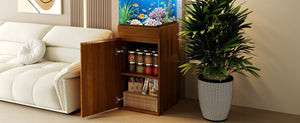 English Elm 10-15 Gallon Aquarium Stand with Wood Finish Cabinet and Built-In Power Strip Brown 16.9 L x 16.9 W x 31.4 H N704P444759D