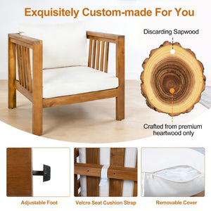 English Elm Set of 2 Outdoor Acacia Wood Club Chairs with Thick Cushions for Patio Poolside Beige N704P448453A