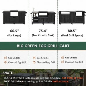 English Elm K&k 80 Inch Outdoor Grill Cart Solid Fir Wood Stainless Steel Top Kamado Griddle Station N707P392140B