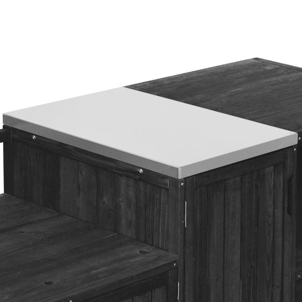 English Elm K&k 80 Inch Outdoor Grill Cart Solid Fir Wood Stainless Steel Top Kamado Griddle Station N707P392140B