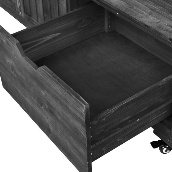 English Elm K&k 80 Inch Outdoor Grill Cart Solid Fir Wood Stainless Steel Top Kamado Griddle Station N707P392140B