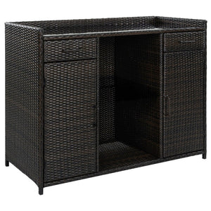 English Elm K&k Outdoor PE Rattan Bar Cabinet with Fridge Cavity Wine Racks and Tempered Glass Top Black+Brown N707P414764D