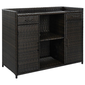 English Elm K&k Outdoor PE Rattan Bar Cabinet with Fridge Cavity Wine Racks and Tempered Glass Top Black+Brown N707P414764D