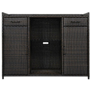 English Elm K&k Outdoor PE Rattan Bar Cabinet with Fridge Cavity Wine Racks and Tempered Glass Top Black+Brown N707P414764D