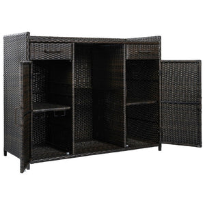 English Elm K&k Outdoor PE Rattan Bar Cabinet with Fridge Cavity Wine Racks and Tempered Glass Top Black+Brown N707P414764D