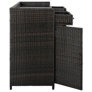 English Elm K&k Outdoor PE Rattan Bar Cabinet with Fridge Cavity Wine Racks and Tempered Glass Top Black+Brown N707P414764D