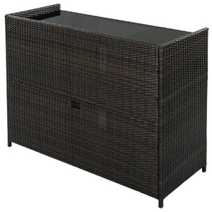 English Elm K&k Outdoor PE Rattan Bar Cabinet with Fridge Cavity Wine Racks and Tempered Glass Top Black+Brown N707P414764D