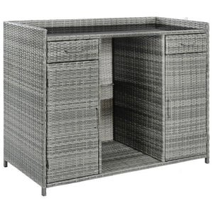 English Elm K&k Outdoor PE Rattan Bar Cabinet with Fridge Cavity Wine Racks and Tempered Glass Top Grey N707P414764G