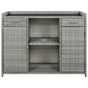 English Elm K&k Outdoor PE Rattan Bar Cabinet with Fridge Cavity Wine Racks and Tempered Glass Top Grey N707P414764G