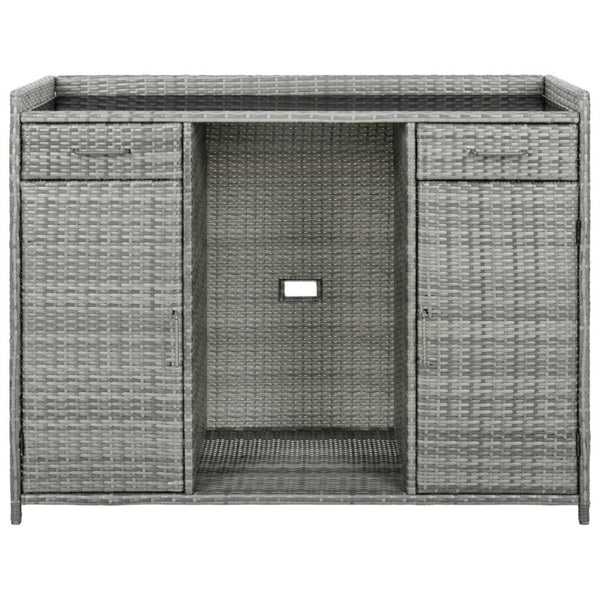 English Elm K&k Outdoor PE Rattan Bar Cabinet with Fridge Cavity Wine Racks and Tempered Glass Top Grey N707P414764G