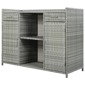 English Elm K&k Outdoor PE Rattan Bar Cabinet with Fridge Cavity Wine Racks and Tempered Glass Top Grey N707P414764G