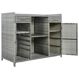 English Elm K&k Outdoor PE Rattan Bar Cabinet with Fridge Cavity Wine Racks and Tempered Glass Top Grey N707P414764G
