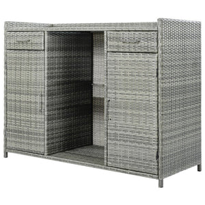 English Elm K&k Outdoor PE Rattan Bar Cabinet with Fridge Cavity Wine Racks and Tempered Glass Top Grey N707P414764G