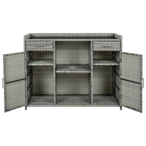 English Elm K&k Outdoor PE Rattan Bar Cabinet with Fridge Cavity Wine Racks and Tempered Glass Top Grey N707P414764G