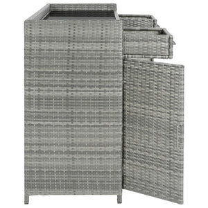 English Elm K&k Outdoor PE Rattan Bar Cabinet with Fridge Cavity Wine Racks and Tempered Glass Top Grey N707P414764G