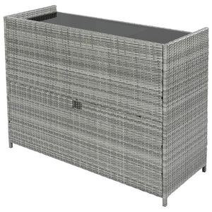 English Elm K&k Outdoor PE Rattan Bar Cabinet with Fridge Cavity Wine Racks and Tempered Glass Top Grey N707P414764G