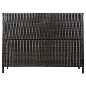 English Elm K&k Outdoor PE Rattan Bar Cabinet with Tempered Glass Top and Adjustable Storage Shelves Black+Brown N707P414781D