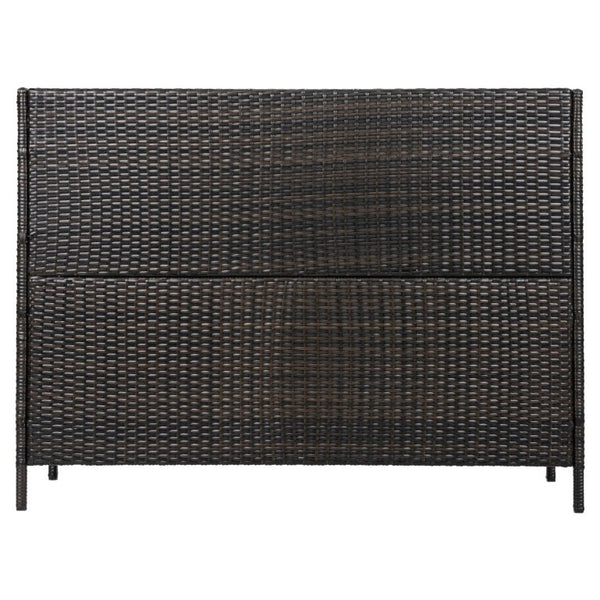 English Elm K&k Outdoor PE Rattan Bar Cabinet with Tempered Glass Top and Adjustable Storage Shelves Black+Brown N707P414781D