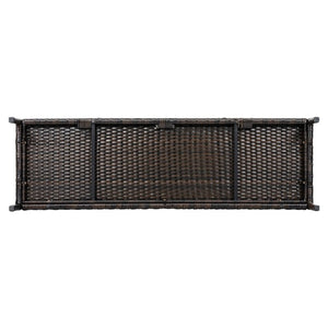 English Elm K&k Outdoor PE Rattan Bar Cabinet with Tempered Glass Top and Adjustable Storage Shelves Black+Brown N707P414781D