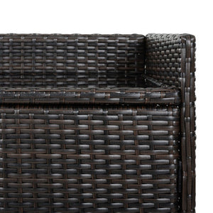 English Elm K&k Outdoor PE Rattan Bar Cabinet with Tempered Glass Top and Adjustable Storage Shelves Black+Brown N707P414781D