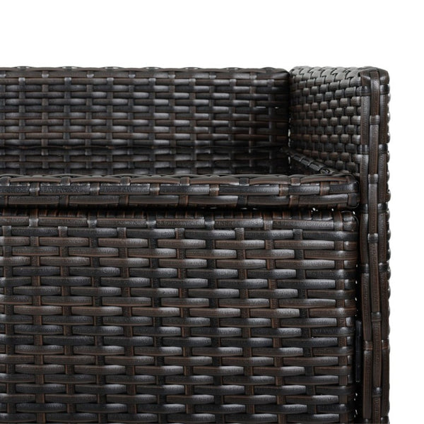 English Elm K&k Outdoor PE Rattan Bar Cabinet with Tempered Glass Top and Adjustable Storage Shelves Black+Brown N707P414781D