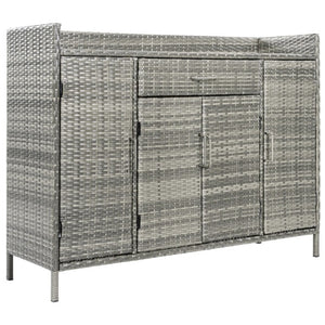 English Elm K&k Outdoor PE Rattan Bar Cabinet with Tempered Glass Top and Adjustable Storage Shelves Grey N707P414781G