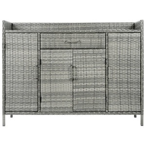 English Elm K&k Outdoor PE Rattan Bar Cabinet with Tempered Glass Top and Adjustable Storage Shelves Grey N707P414781G