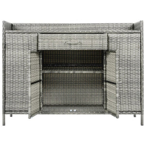 English Elm K&k Outdoor PE Rattan Bar Cabinet with Tempered Glass Top and Adjustable Storage Shelves Grey N707P414781G