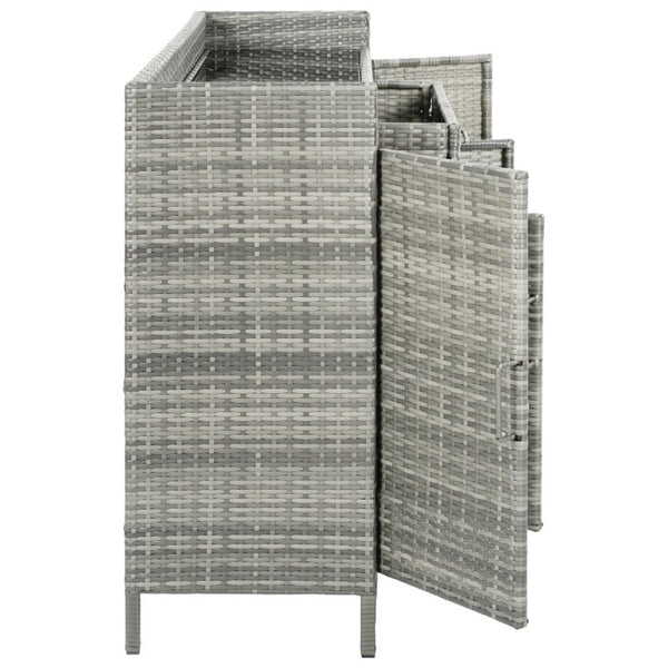 English Elm K&k Outdoor PE Rattan Bar Cabinet with Tempered Glass Top and Adjustable Storage Shelves Grey N707P414781G