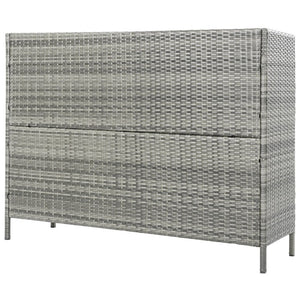 English Elm K&k Outdoor PE Rattan Bar Cabinet with Tempered Glass Top and Adjustable Storage Shelves Grey N707P414781G