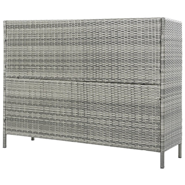 English Elm K&k Outdoor PE Rattan Bar Cabinet with Tempered Glass Top and Adjustable Storage Shelves Grey N707P414781G