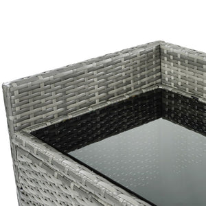 English Elm K&k Outdoor PE Rattan Bar Cabinet with Tempered Glass Top and Adjustable Storage Shelves Grey N707P414781G