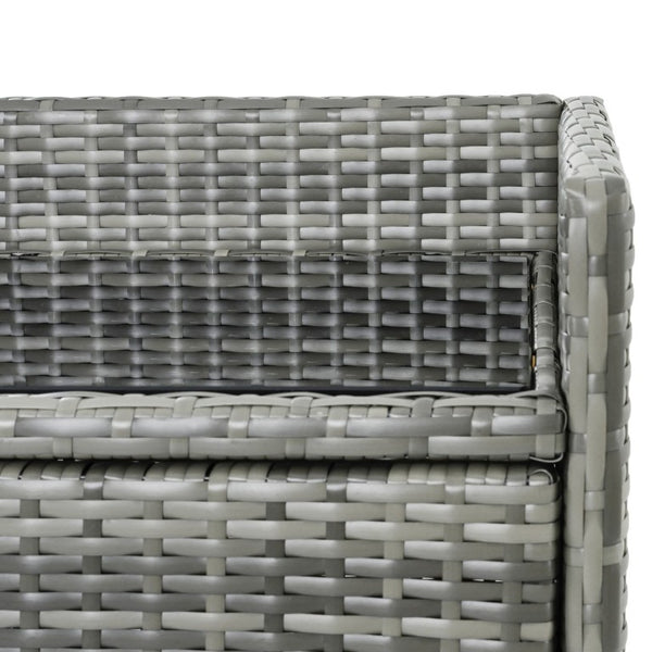 English Elm K&k Outdoor PE Rattan Bar Cabinet with Tempered Glass Top and Adjustable Storage Shelves Grey N707P414781G