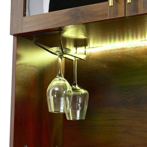 English Elm K&k Farmhouse Pantry Cabinet Tall Arched Storage Hutch with LED Lighting and Charging Walnut N707P476024Z