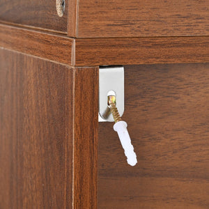 English Elm K&k Farmhouse Pantry Cabinet Tall Arched Storage Hutch with LED Lighting and Charging Walnut N707P476024Z