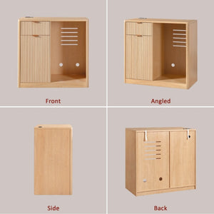 English Elm K&k Fluted Walnut Bar Cabinet with Fridge Space Stemware Storage and Charging Hub Natural Oak N707P508910Y
