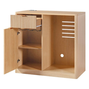 English Elm K&k Fluted Walnut Bar Cabinet with Fridge Space Stemware Storage and Charging Hub Natural Oak N707P508910Y