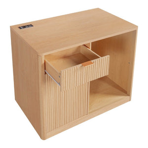 English Elm K&k Fluted Walnut Bar Cabinet with Fridge Space Stemware Storage and Charging Hub Natural Oak N707P508910Y