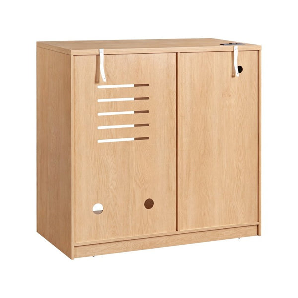 English Elm K&k Fluted Walnut Bar Cabinet with Fridge Space Stemware Storage and Charging Hub Natural Oak N707P508910Y