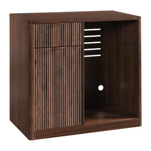 English Elm K&k Fluted Walnut Bar Cabinet with Fridge Space Stemware Storage and Charging Hub Walnut Brown N707P508910Z